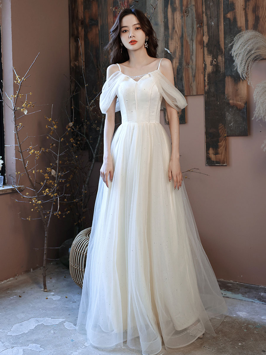 Embroidered Cotton Gown Dress in White - GW0391